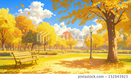 Autumn park, anime style 132843923