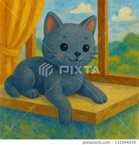 Window-side cat 132844039