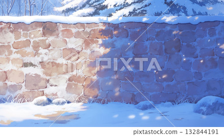 Winter stone wall, anime style 132844191