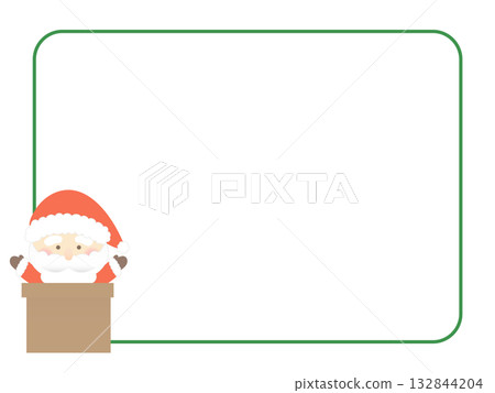 Simple frame with Santa coming out of the chimney Simple frame with Santa coming out of the chimney 132844204