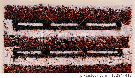 Chocolate dessert layers showcasing rich flavor and texture 132844418
