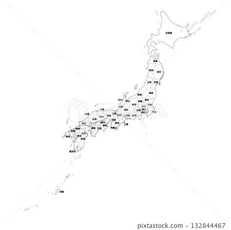 日本黑白地圖 132844467