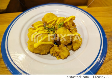 Traditional Slovak fried dish - cauliflower nuggets with cheese sauce Traditional Slovak fried dish - cauliflower nuggets with cheese sauce 132844709