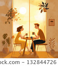 A man and woman talking in a cafe 132844726