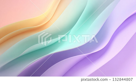 Pastel gradient abstract wave pattern background - soft and bright design material 132844807