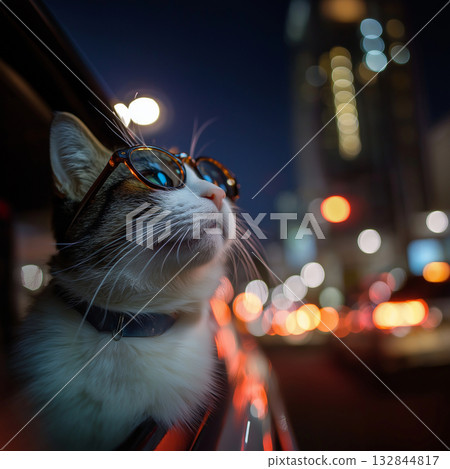 Cat looking out the car window Cat looking out the car window 132844817