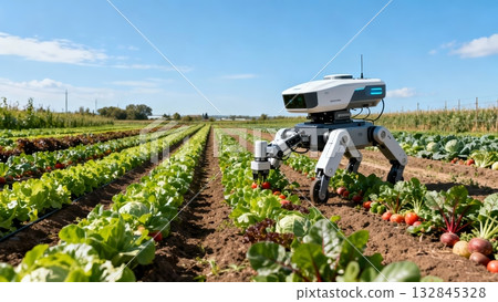 Agricultural Robot Harvesting Crops Farm Automation Technology Agricultural Robot Harvesting Crops Farm Automation Technology 132845328