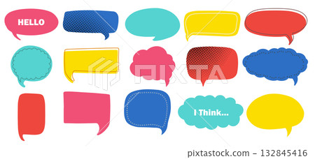 Set of cloud of think, speech or balloon for text. Set of cloud of think, speech or balloon for text. 132845416