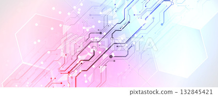 Abstract geometric circuit technology and science concept background 132845421