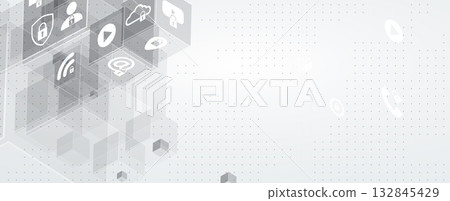 Abstract geometric circuit technology and science concept background 132845429