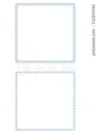 Romance message card decorative frame set with blue and purple gradient hearts 132845492