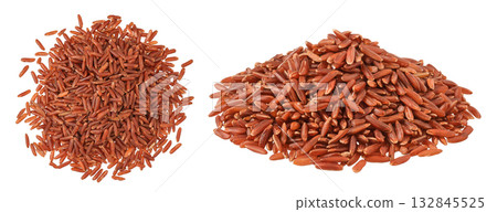 red rice heap isolated on white background. Top view. Flat lay 132845525