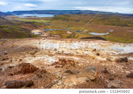 Seltun geothermal area in Krysuvik, Reykjanes peninsula, Iceland 132845602