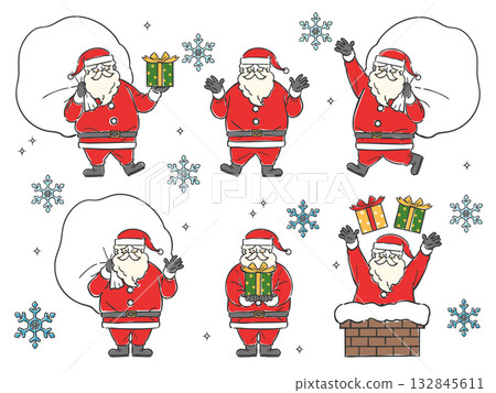 Cute Santa Claus illustration set vector 132845611