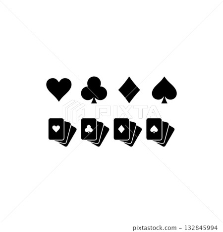 icons set with black spade club and black heart diamond symbols icons set with black spade club and black heart diamond symbols 132845994