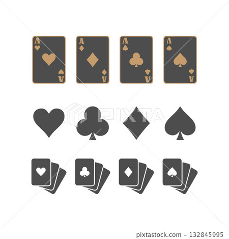 Four aces playing cards set with all suits: hearts, diamonds, clubs, and spades. Four aces playing cards set with all suits: hearts, diamonds, clubs, and spades. 132845995