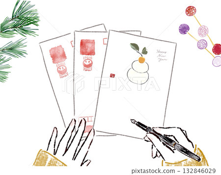 New Year's auspicious illustrations 132846029