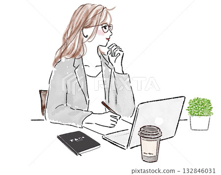 使用一台筆記本電腦的女人 132846031