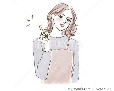 Woman pointing with a smile 132846078