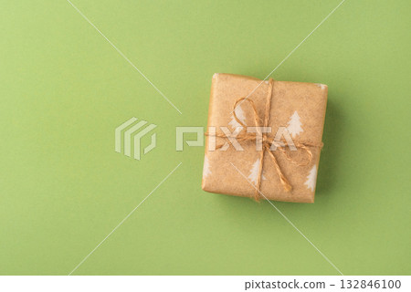 A Christmas gift wrapped in eco-friendly packaging 132846100