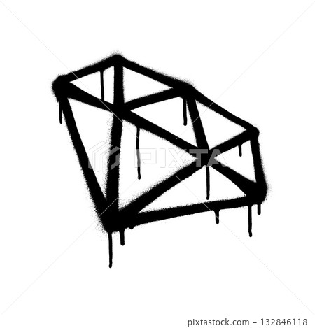Abstract diamond graffiti with dripping spray paint on white background. Abstract diamond graffiti with dripping spray paint on white background. 132846118