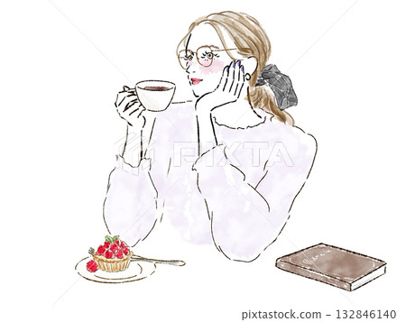 Women who drink coffee at a cafe Women who drink coffee at a cafe 132846140