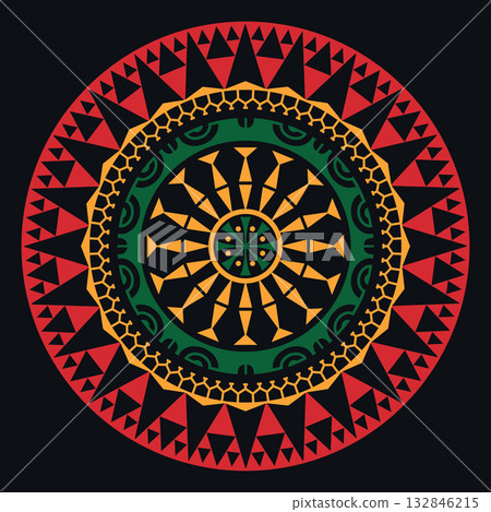 African tribal circular ornament with traditional colors African tribal circular ornament with traditional colors 132846215