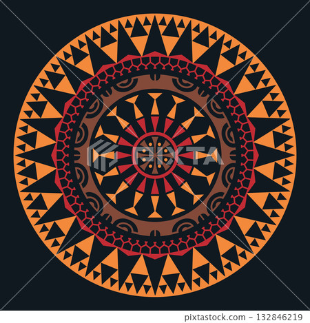 African tribal circular ornament with traditional colors African tribal circular ornament with traditional colors 132846219