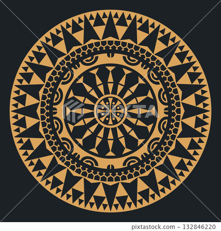 African tribal circular ornament with traditional colors 132846220
