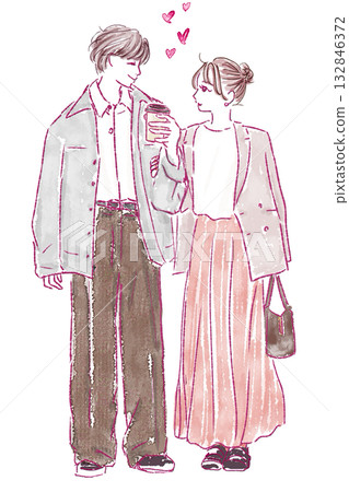 A couple walking hand in hand 132846372