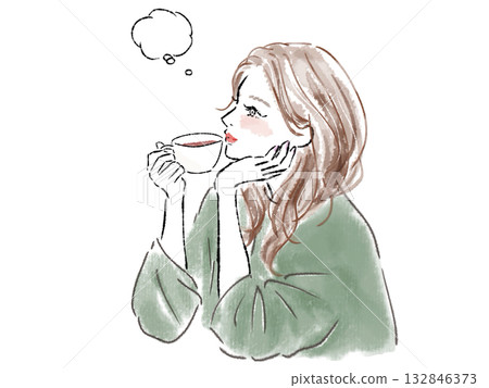 Woman drinking coffee in McCup 132846373