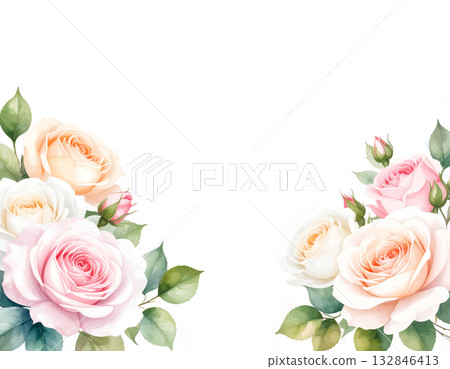 別緻柔美的玫瑰花框 132846413