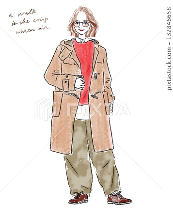 Female in a duffle coat 132846658