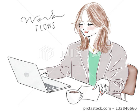 一個女人使用電腦 132846660