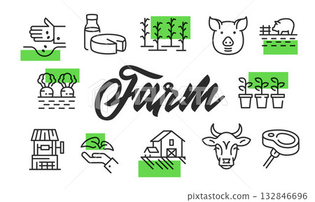 Farm Poster. Vector Illustration Farm Poster. Vector Illustration 132846696