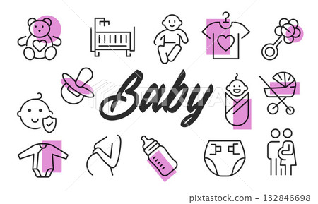 Baby Poster. Vector Illustration 132846698