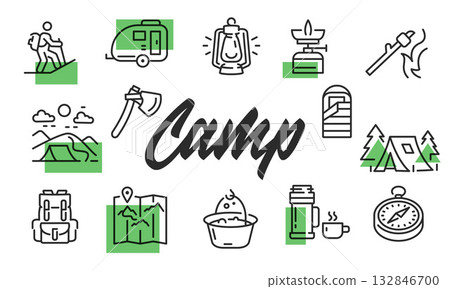 Camp Poster. Vector Illustration 132846700
