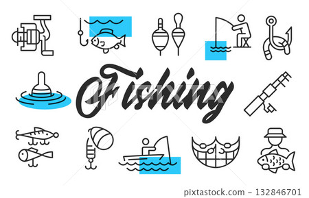Fishing Poster. Vector Illustration Fishing Poster. Vector Illustration 132846701