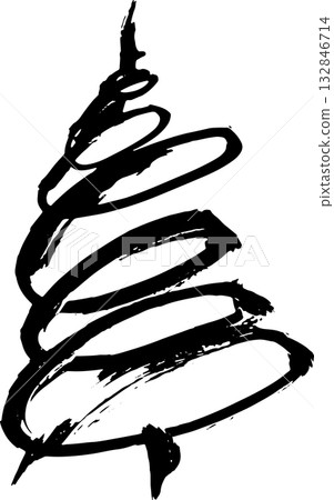 Real Hand Drawn Illustration Grunge Watercolor Spruce. Real Hand Drawn Illustration Grunge Watercolor Spruce. 132846714