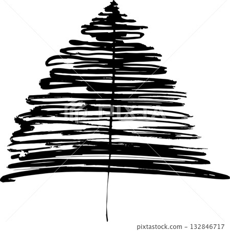 Real Hand Drawn Illustration Grunge Watercolor Spruce. Real Hand Drawn Illustration Grunge Watercolor Spruce. 132846717