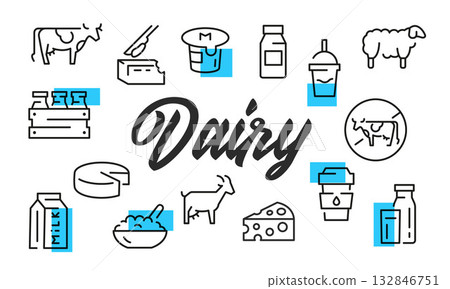 Dairy Poster. Vector Illustration 132846751