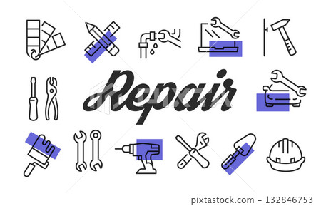 Repair Poster. Vector Illustration Repair Poster. Vector Illustration 132846753