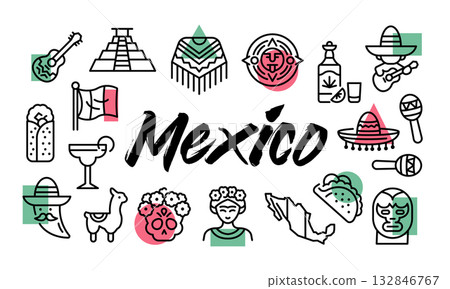 Mexico Poster. Vector Illustration Mexico Poster. Vector Illustration 132846767