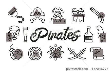Pirates Poster. Vector Illustration Pirates Poster. Vector Illustration 132846773