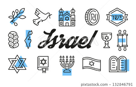 Israel Poster. Vector Illustration Israel Poster. Vector Illustration 132846791
