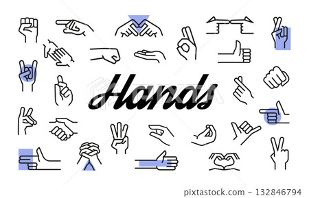 Hands Poster. Vector Illustration Hands Poster. Vector Illustration 132846794