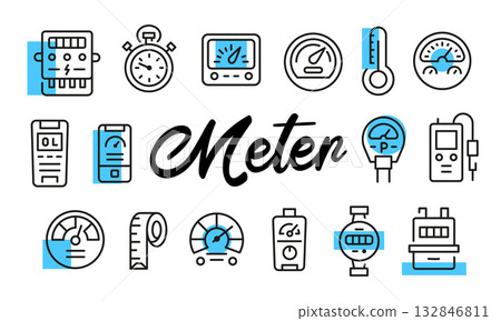 Meter Poster. Vector Illustration Meter Poster. Vector Illustration 132846811
