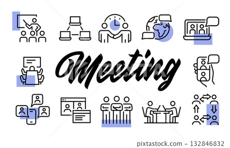 Meeting Poster. Vector Illustration Meeting Poster. Vector Illustration 132846832
