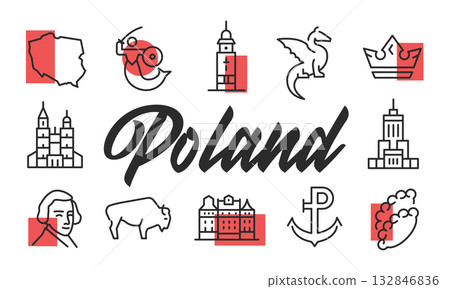 Poland Poster. Vector Illustration Poland Poster. Vector Illustration 132846836
