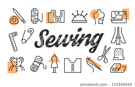 Sewing Poster. Vector Illustration 132846848